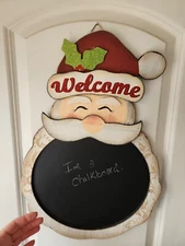 Santa Claus CHALK BOARD SIGN Wall Door Hanger Christmas Decor