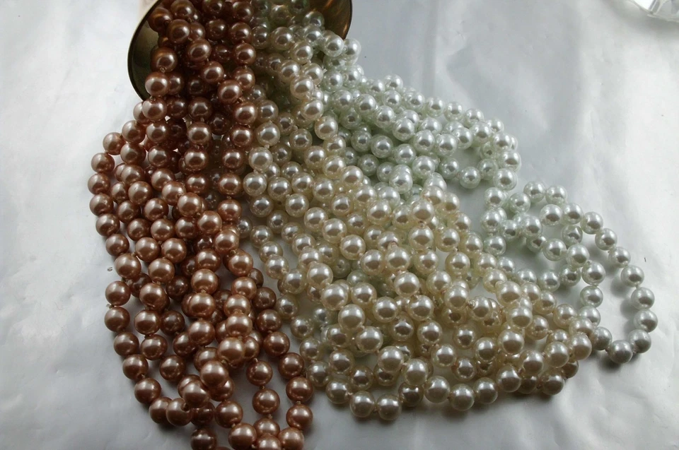 Sinnliche Lange Perlenkette im edlen Weiß Perlweiß Champagner Tönen div. Längen - Bild 4 von 4