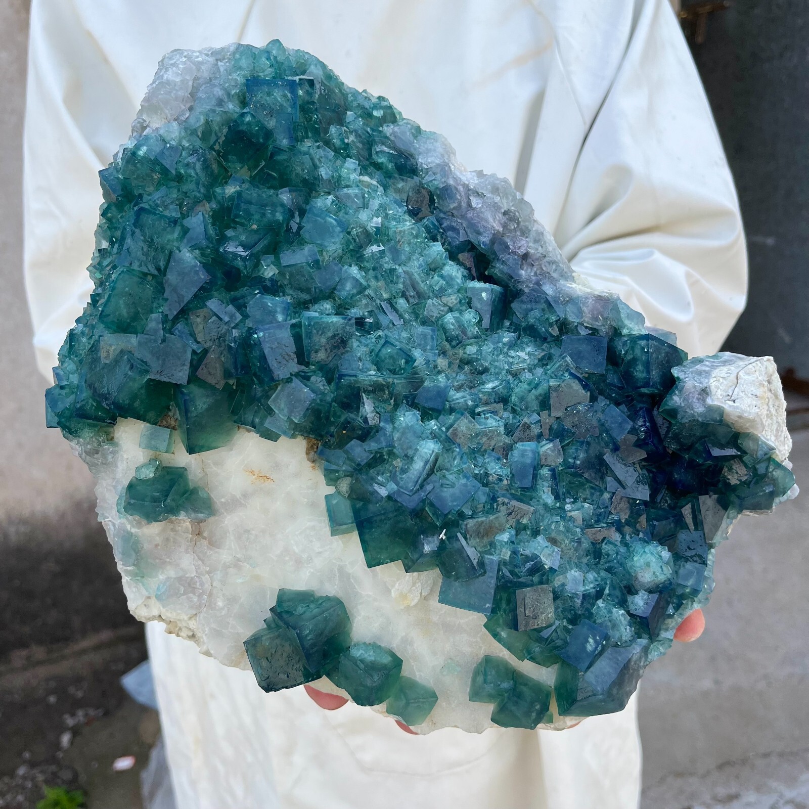18.7LB Natural Green Fluorite Crystal Quartz Cluster Specimen Healing Stone Tax Free