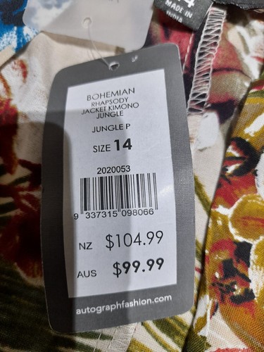 AUTOGRAPH WOMENS BOHEMIAN RHAPSODY JACKET KIMONO JUNGLE PRINT SIZE 14 - Picture 13 of 13