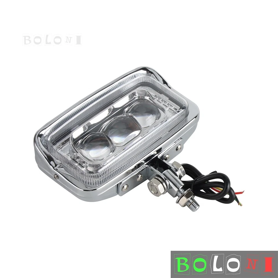 Retro LED Rectangle Headlight For Harley Chopper Bobber Cafe Racer Universal — 第 2/4 张图片