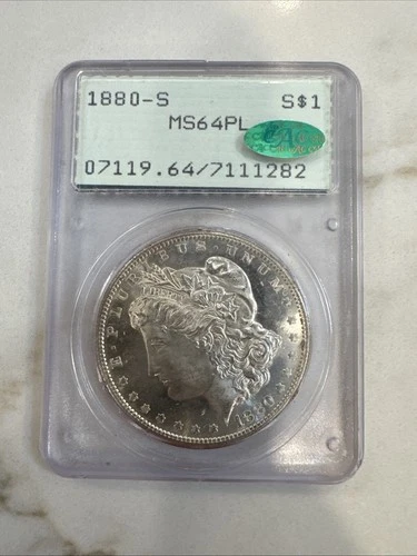 OLD RATTLER  1880 S Morgan Silver Dollar $1 Pcgs MS64 PL Proof Like CAC