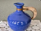 Vintage Bauer Pottery - BLUE 7.5" Glossy Carafe w/Wood Handle