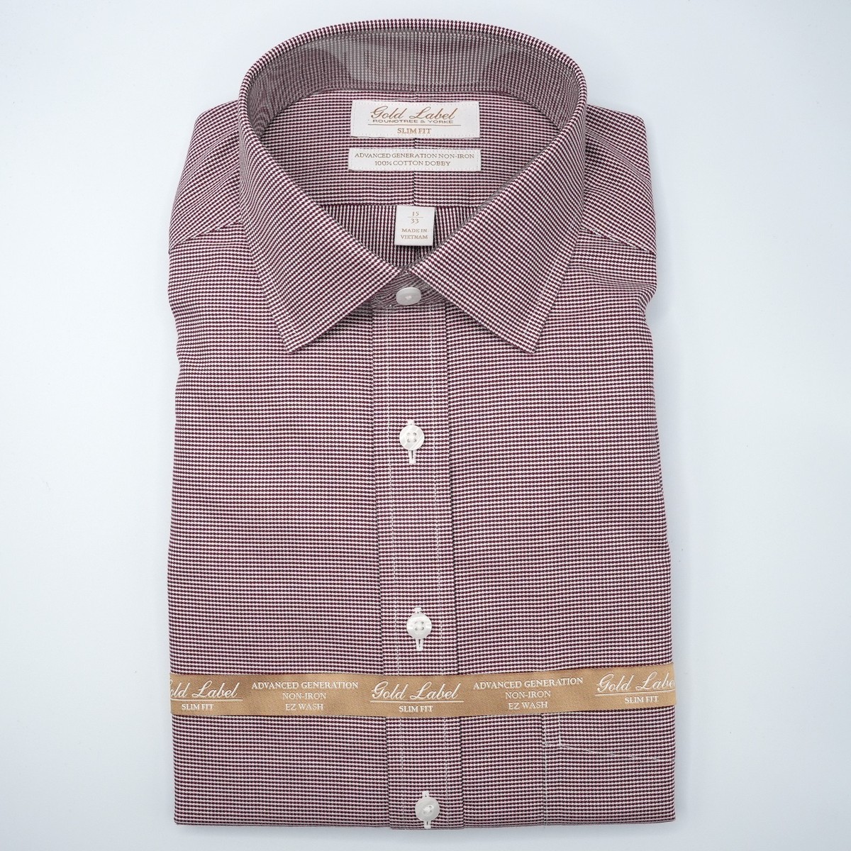 Roundtree & Yorke Gold Label Shirt 15"-33" SLIM FIT Red White Check Non-Iron NWT Roundtree & Yorke Gold Label Shirt 15"-33" SLIM FIT Red White Check Non-Iron NWT