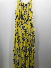 Pre-Owned Eliza J Yellow Size 14 Floral Maxi Sleeveless Dress