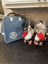 Vintage official roller derby skate bag and skates