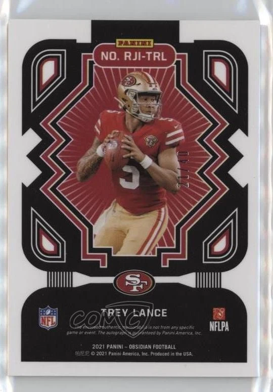 2021 Obsidian Rookie Jersey Ink Electric Etch Purple /40 Trey Lance Auto RC - Image 2 of 2