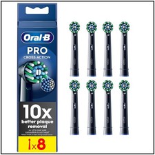 Image of Oral-B Pro Cross Action Black Replacement Electric Toothbrush Heads Pack of 8