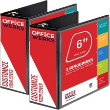 2 Pack 6 Inch Heavy Duty 3 Ring Binder with Locking D Rings  Pockets, Fits 8.5x