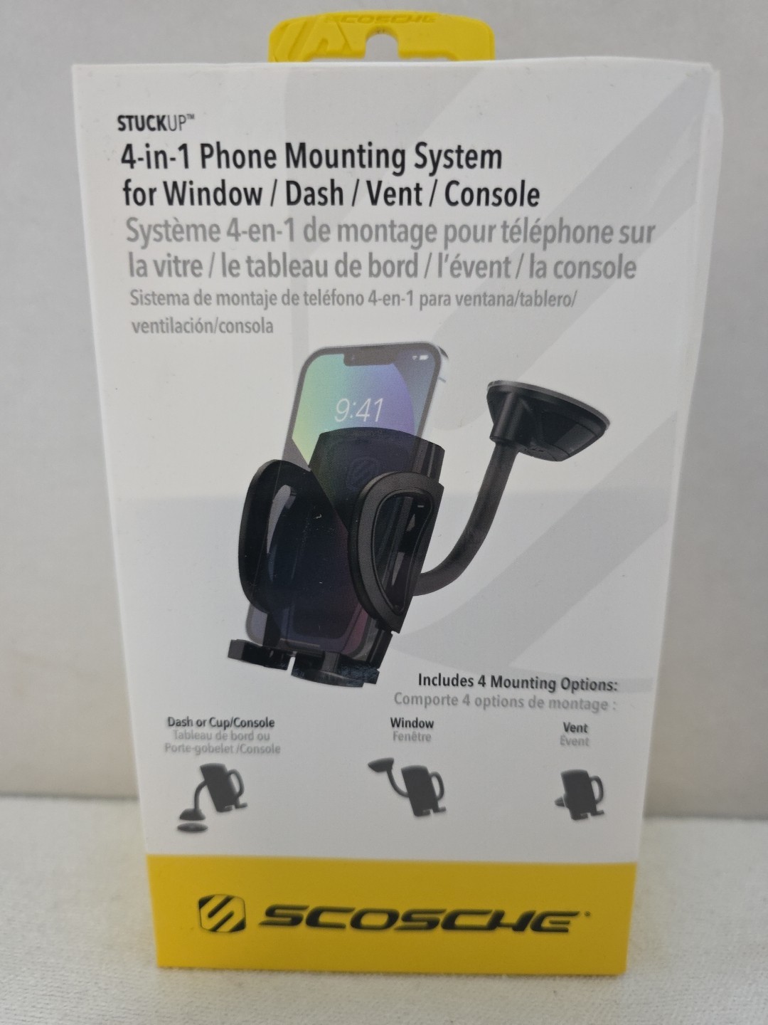 Scosche StuckUp Phone Mount &ndash; 4-in-1 Car Holder Vent/Dash/