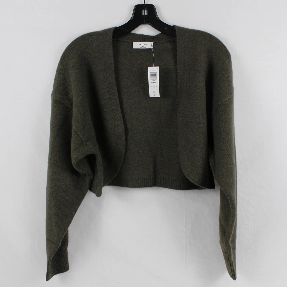 Aritzia Cashmere Relaxed Shrug Sweater for Women Size XS in Dark Olive