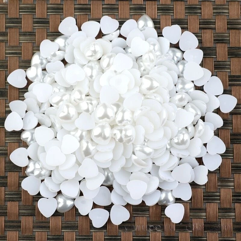 2000Pure White Acrylic Half Pearl Tiny FlatBack Heart Bead 4X4mm Scrapbook Craft - Image 2 of 4