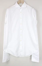 SUITSUPPLY Men Formal Shirt 40L/15 3/4L White Cotton Twill Classic Button Up I