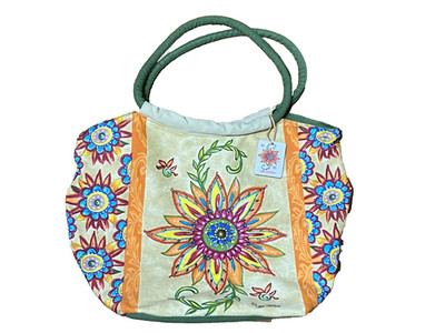 KATE McROSTIE Handbag Tote Canvas Water Resistant Beach Flower NWT Read Disc