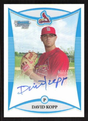 2008 BOWMAN CHROME DAVID KOPP BCP252 NRMT-MT 1ST RC AUTO REF 192/500 CARDINALS