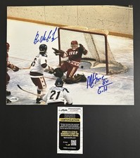 1980 USA The GOLDEN GOAL 11x14 SIGNED by MIKE ERUZIONE & Russian MYSHKIN *JSA*
