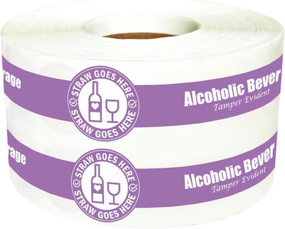 Alcohol To-Go Drink Straw Tamper Proof Stickers 250 Pcs Alcoholic Beverage Lid S