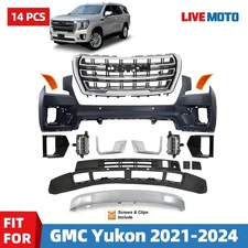 Front Bumper Cover Grille Grill Assembly For 2021-2024 GMC Yukon SLT 14 PCS