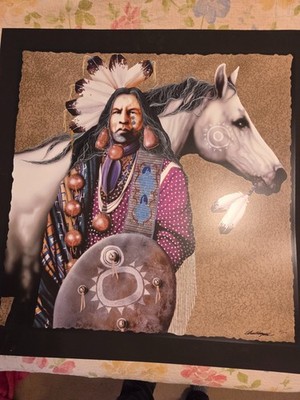 J.D. Challenger  ''STRIKE AT SUNRIS'' Beautiful Native American  Lithograph  32/50