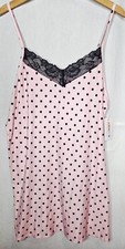 NWT Joyspun Women's Knit Chemise Pink Black Polka Dots Choose M L XL 2XL 3XL 4XL