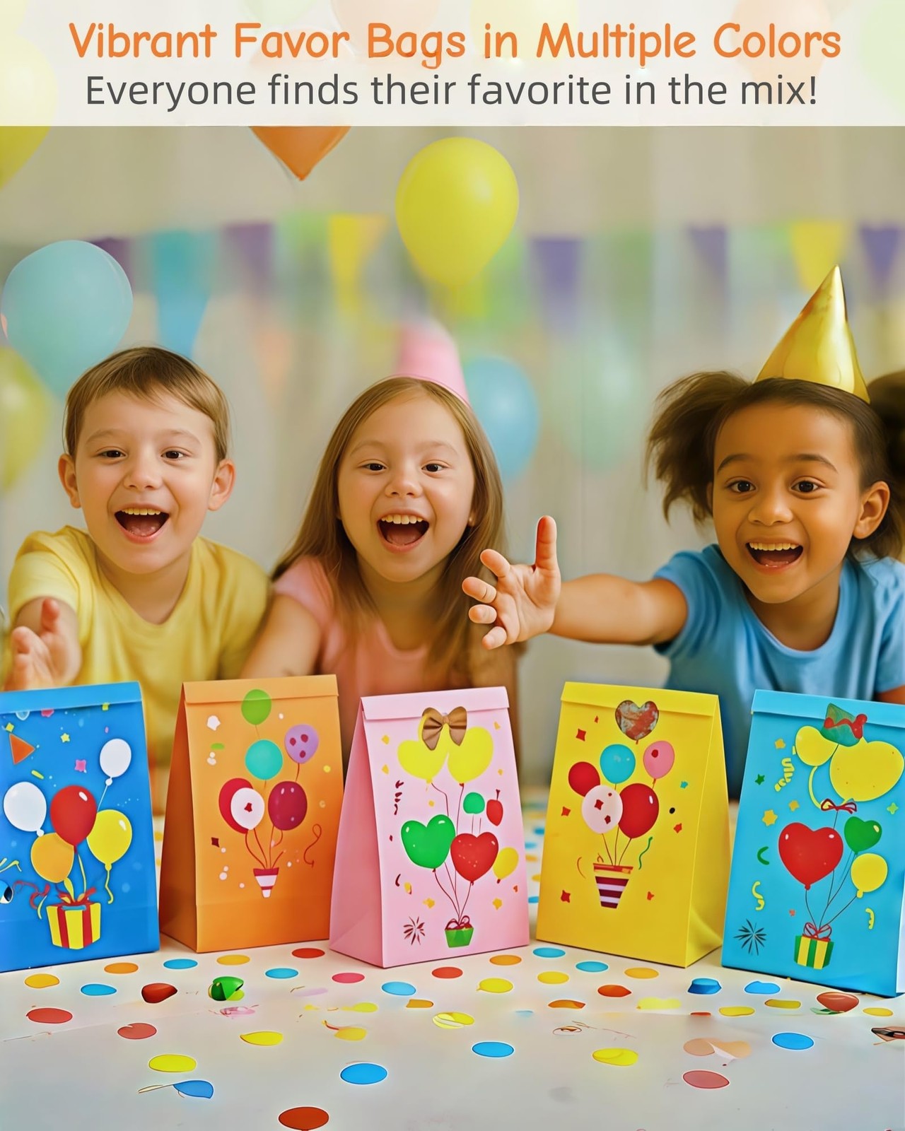 Party Favor Bags with Stickers | 24 Pack Kraft Goodie Bags with Assorted Colo...