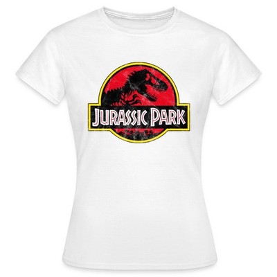 Jurassic Park Klassisches Logo In Rot Mit T-Rex Frauen T-Shirt