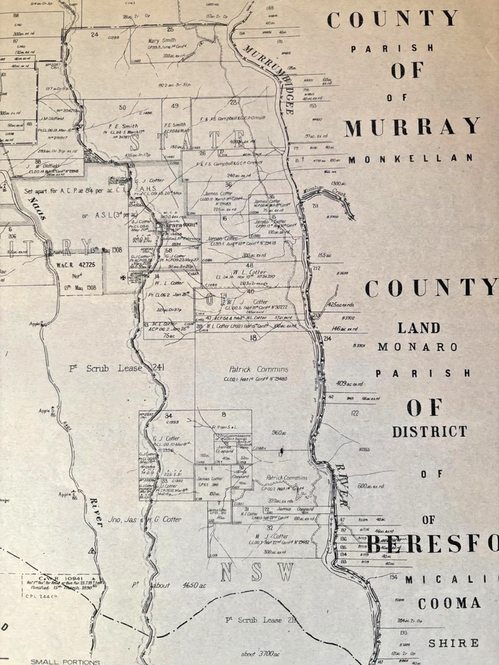 Mapa parroquial de Yarara 1911 - Condado de Cowley, Departamento de Tierras de Nueva Gales del Sur - ACT / Queanbeyan Foto 3 de 4