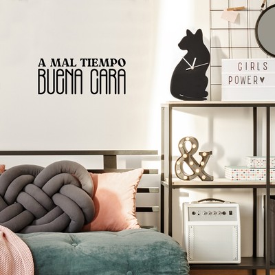 A Mal Tiempo; Buena Cara - Black 10'' x 25'' Wall Art Decal Vinyl Sticker