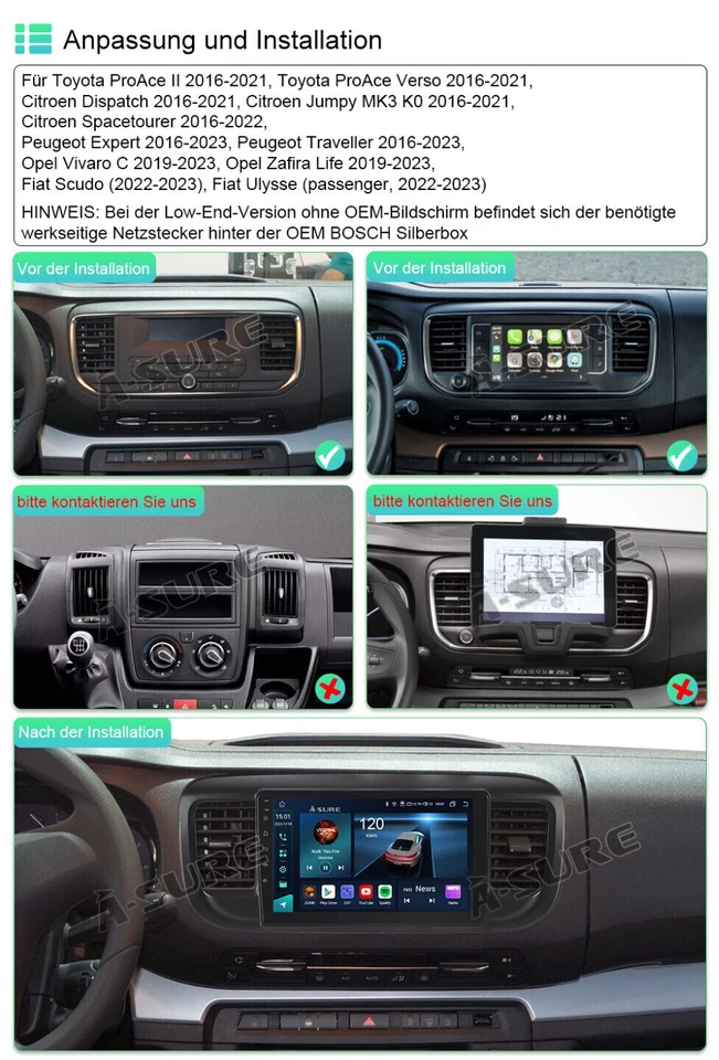 4+64G 8-Core Android14 Autoradio Carplay Für Opel Vivaro C Zafira Life 2019-2023 - Bild 3 von 4