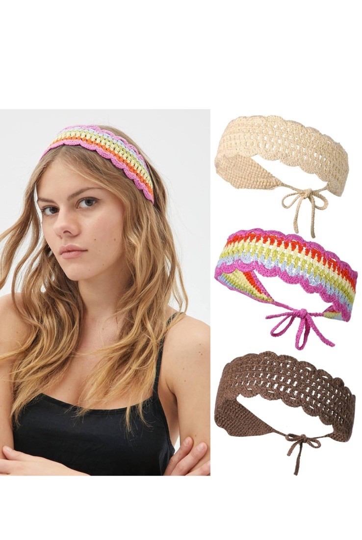 CHLINS Bohemian Crochet Headband Set - 3-Piece Hair Accessories