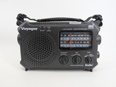 Kaito Voyager KA500 Black Solar Crank NOAA Weather Alert AM FM SW Radio Portable