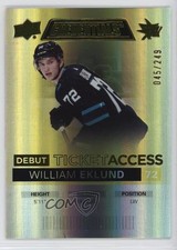 2021 Upper Deck Credentials Debut Ticket Access Yellow /249 William Eklund 13pf