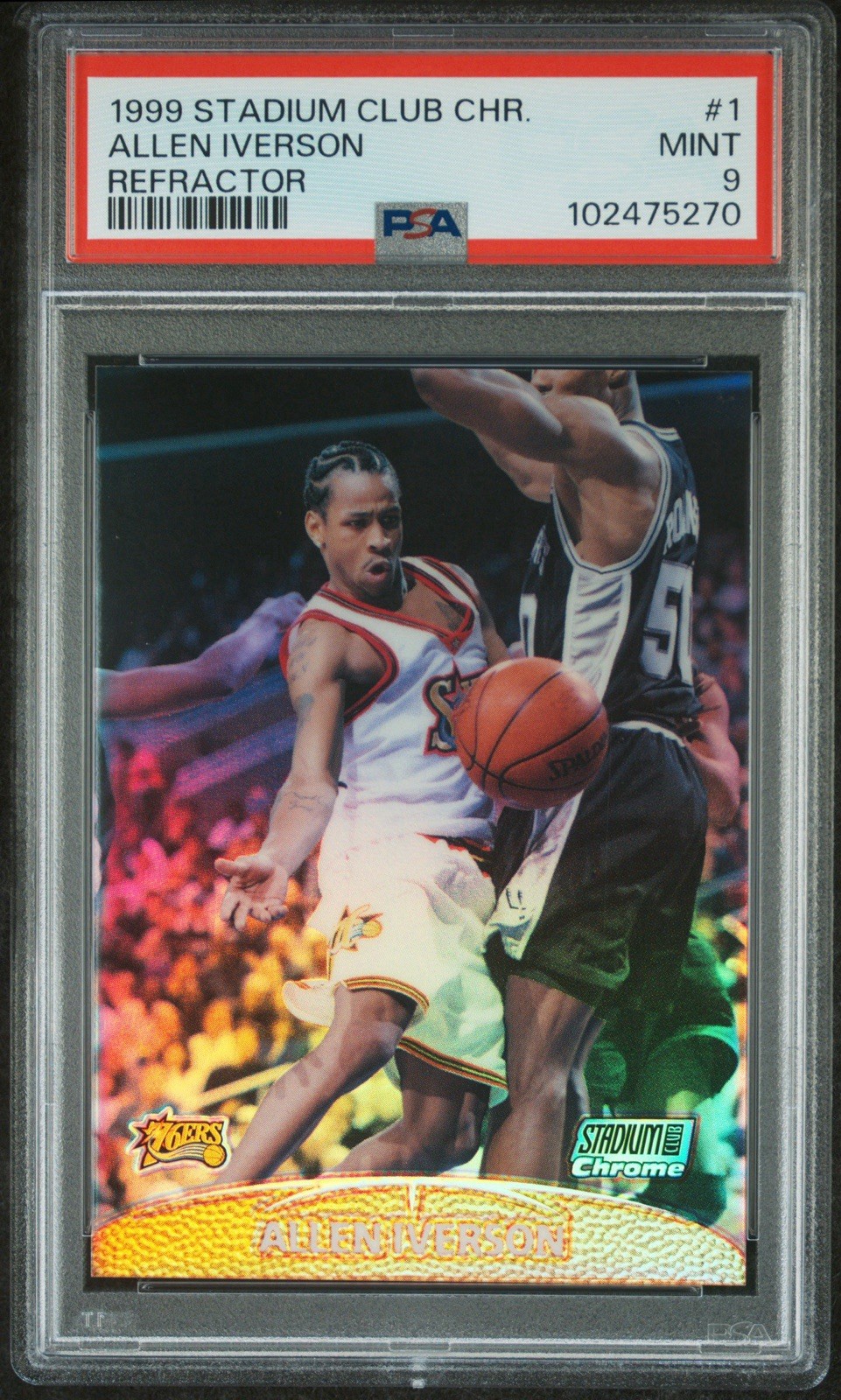 1999-00 Topps Stadium Club Chrome Refractor Allen Iverson PSA 9 MINT #1 Low Pop