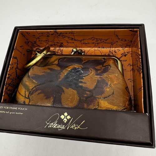 NEW Patricia Nash Borse Leather Kiss lock Coin Purse Multicolor Sienna Sunset - Picture 14 of 16