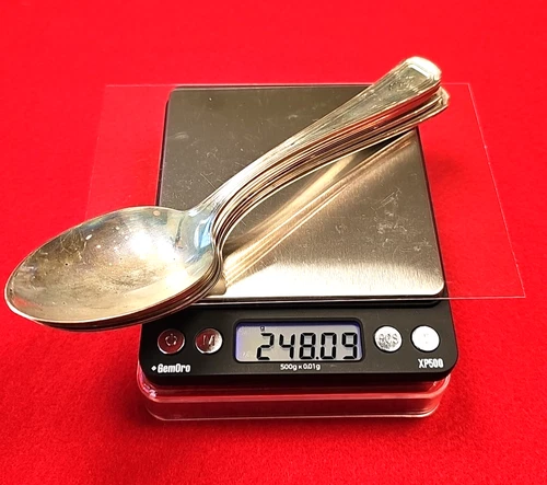 👉248g (6) Gorham 7" Old French Sterling Silver Spoons w/ Mono 💰
