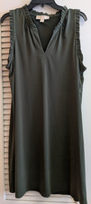 MICHAEL Michael Kors Women’s Olive Green Shift Dress Ruffle Accent Size X Large