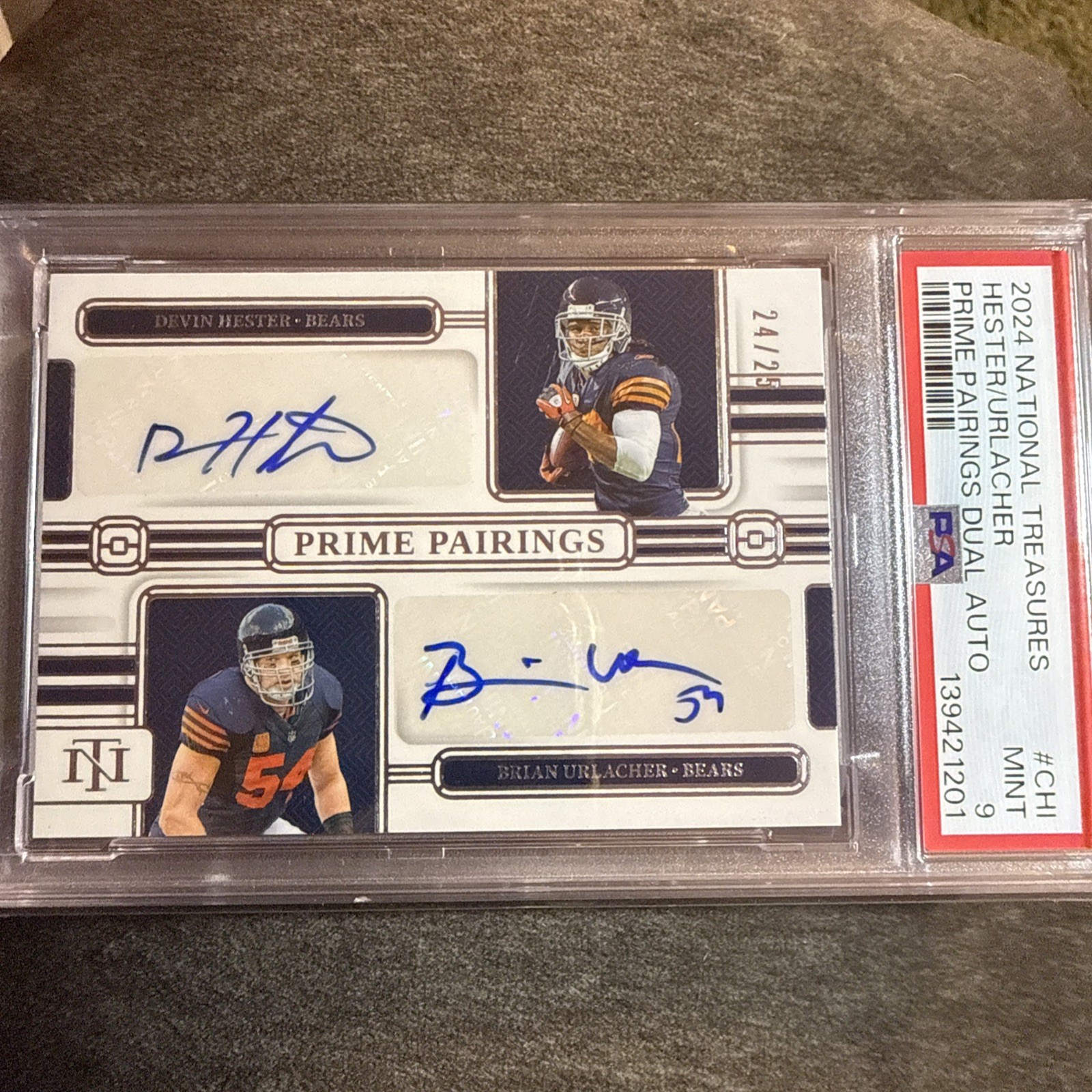 PSA 9 2024 National Treasure Prime Pairing Devin Hester/Brian Urlacher 24/25