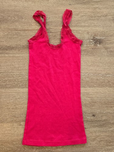 Débardeur femme Aeropostale rose vif côtelé cami avec bretelles en dentelle - Taille Medium - Photo 7/7