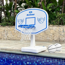 Oversized Pool Basketball Hoop Set with 2 Balls Pump for Fun Water Games