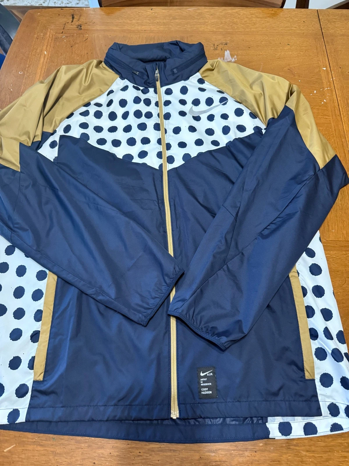 NWOT Nike Polka Dot A.I.R. Windbreaker Jacket - XL - Blue and Tan