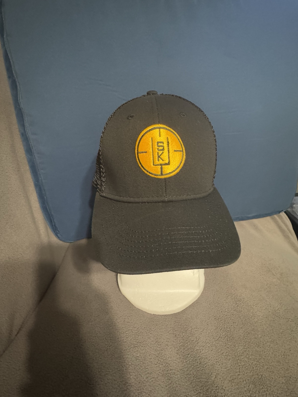 Monogram Patch Snapback Trucker Hat Gray OSFA Mes… - image 1