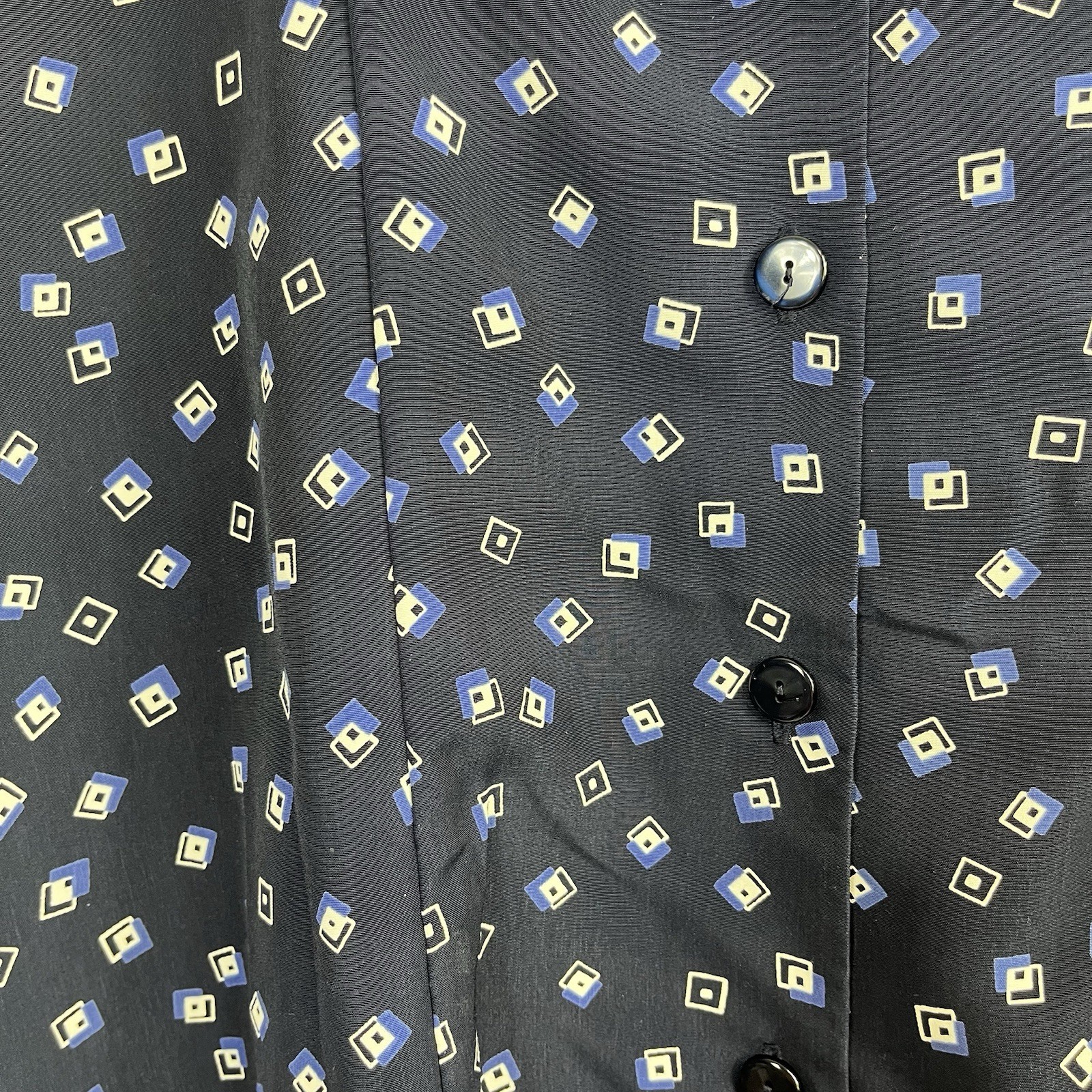 Women's Basic Editions Navy Collared Geometric Wh… - image 6