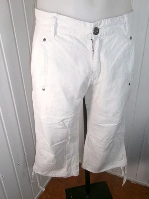 Bermuda short lin/coton blanc G-STAR Raw rivets logo métal W32 40/42 lien bas - Photo 1/4