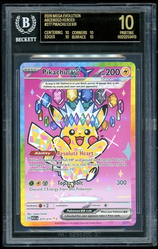 2026 Pokemon Pikachu EX SIR Mega Evolutions Ascended Heroes BGS 10 Black Label