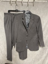 Jos A Bank Suit Men 42L Gray Micro Herringbone Wool 2B Signature 37X32 Pant Luxe