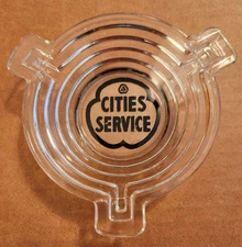 Vintage Cities Service Gas Station Glass Ashtray Collectible Cigarette Cigar