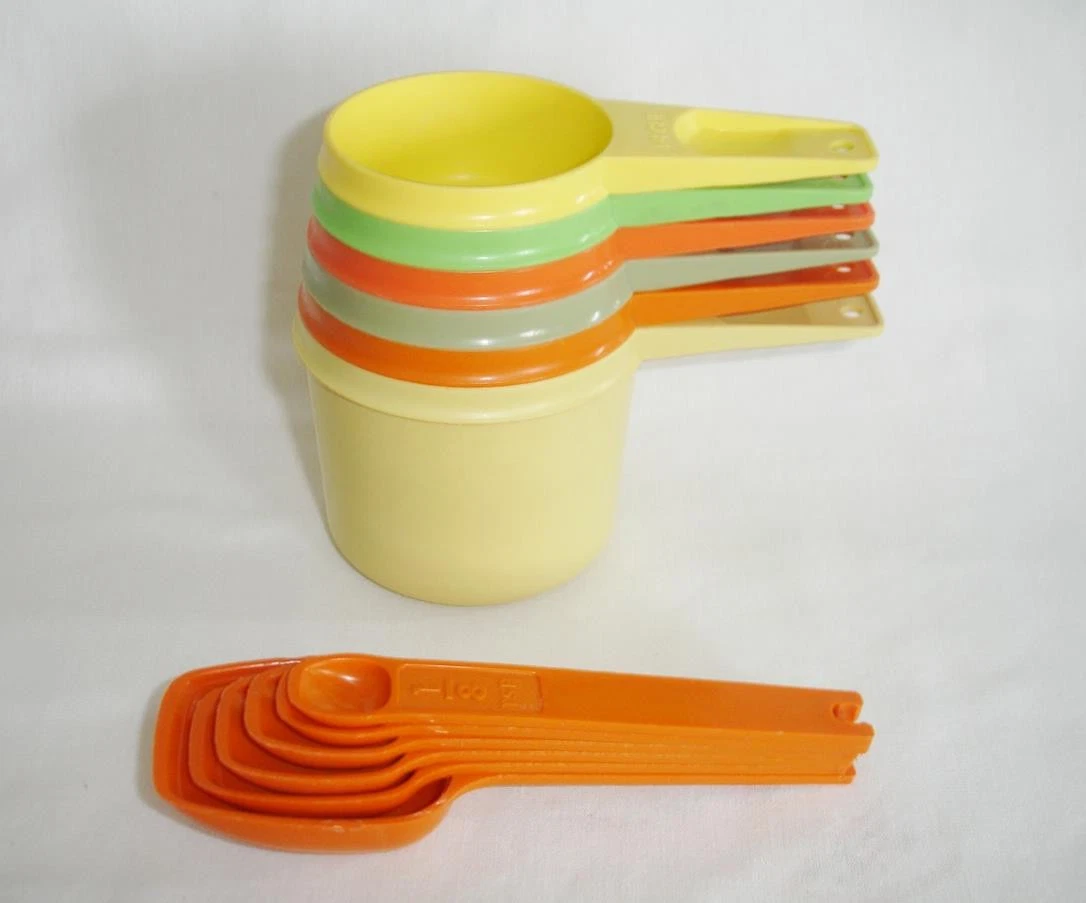 2 Sets Vintage Tupperware Measuring Cups & Spoons Multi Colors COMPLETE Clean