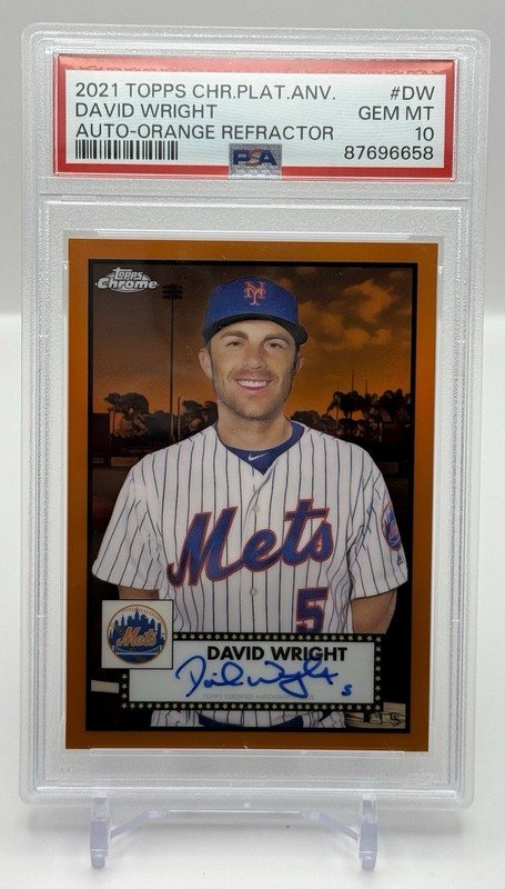 Topps 2021 David Wright Mets Auto Orange Refractor 08/25 PSA 10 #PA-DW