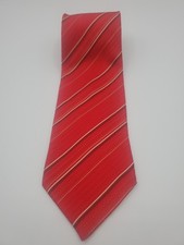 Brioni Tie Red W Black  Striped 100% Silk Mad...