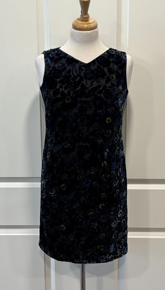 Vintage Floral Velvet Burnout Silk Mini Dress Size 4 90’s Y2K WhimsyGoth Fairy - Image 2 of 4